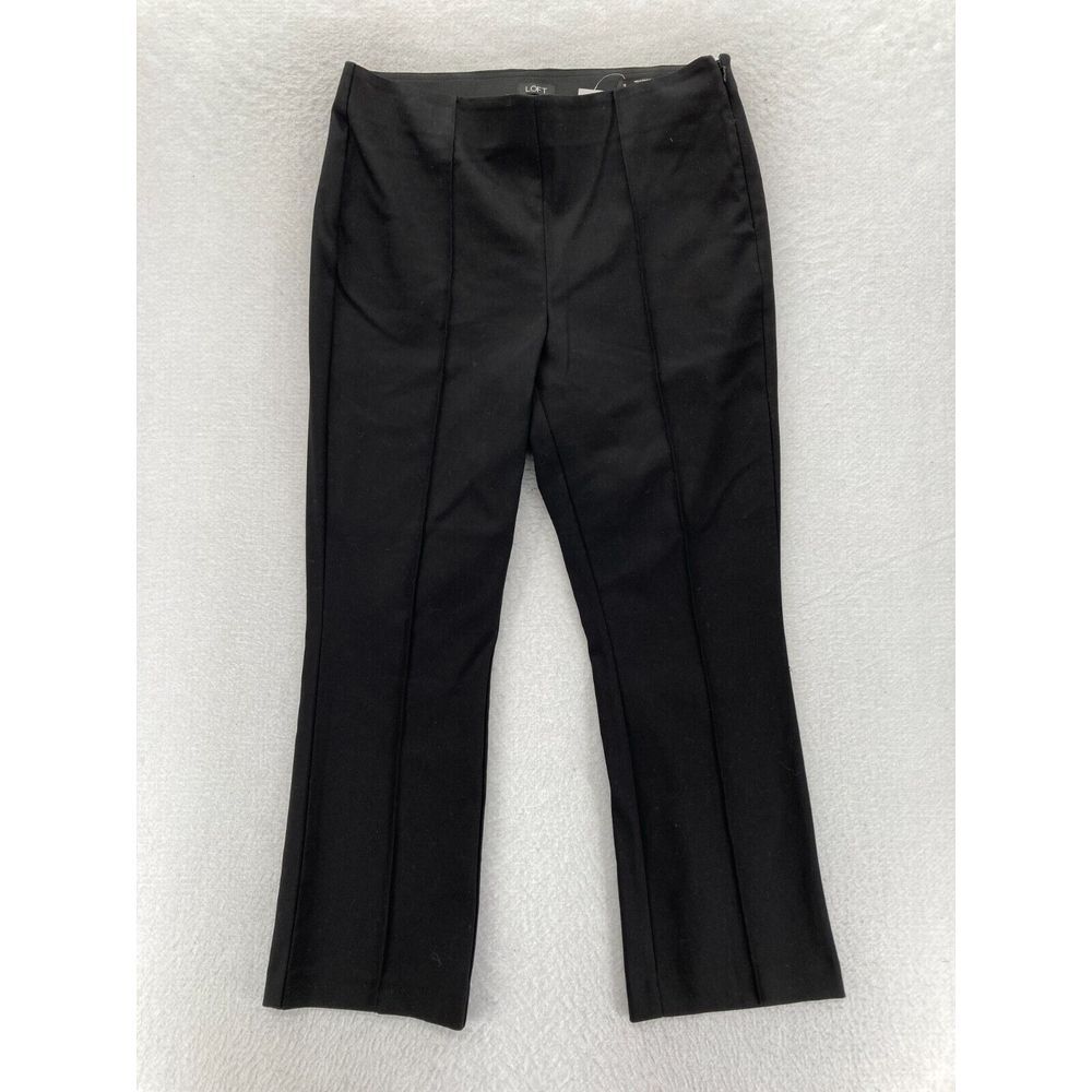 LOFT Pants Women's 10 Black Stretch Fabric Curvy‎ Fit Slim Leg Cropped Low Rise